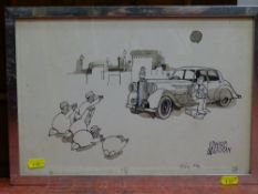 EDWARD McLACHLAN pen and ink cartoon, 23 x 35 cms