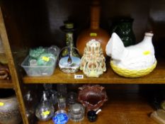 Hen on nest, other porcelain, parcel of glassware etc