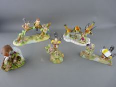 Collection of porcelain bird ornaments, quality manufactured by Royal Adderley and Crown Staffs