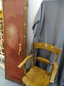 Vintage farmhouse armchair and a vintage three fold dressing screen
