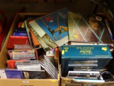 Two boxes of DVDs, CDs, LPs including Neil Diamond etc
