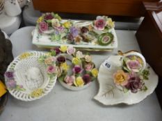 Selection of floral encrusted ornaments etc