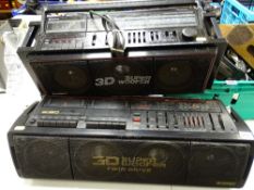 Two Hitachi 3D Woofer ghetto blasters