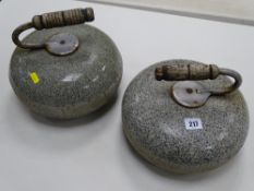 Pair of near identical vintage curling stones