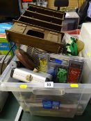 Tub of various garage items and hand tools etc