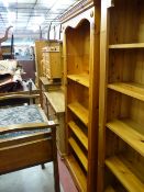 Tall modern pine open bookcase