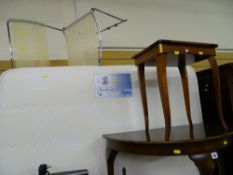 Half moon hall table, small Italian musical box and a chrome framed retro style chair