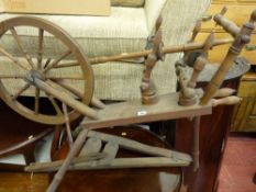 Vintage wooden spinning wheel