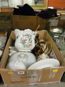 Mixed box of decorative crockery and porcelain