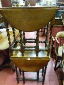 Two good oak barley twist gate leg tables of small proportions