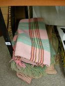 Two vintage waffle blankets and one other