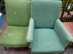 Edwardian inlaid mahogany upholstered armchair and a vintage bedroom chair