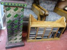 Pine CD rack and music CD contents and a modern shabby chic style planter stand