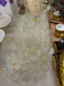 Pair of glass decanters and stoppers and a quantity of vintage drinking glassware etc