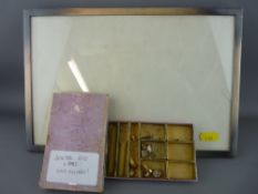 Hallmarked silver portrait frame and a boxed collection of dental bits and bobs with gold fillings