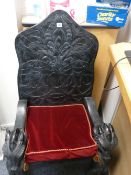 Design Toscano by artist GARY CHANG Celtic Dragon throne chair, timber framed with cold cast resin