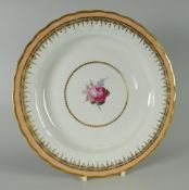A DERBY PORCELAIN 'PRINCE OF WALES' SERVICE PLATE DECORATED BY WILLIAM BILLINGSLEY of lobed form