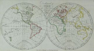 ROBERT ROBERTS OF HOLYHEAD terrestrial map - entitled in Welsh 'Darluniad Y Ddaear', dated 1816,