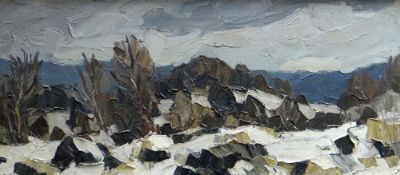SIR KYFFIN WILLIAMS RA oil on canvas - winter landscape in Snowdonia, inscribed verso 'Snow in