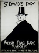 JOHN HASSALL National Fund for Welsh Troops poster - promoting Welsh Flag Day on March 1st (