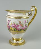 A SWANSEA PORCELAIN CABARET CUP of tall ovoid form with flared collar rim over a pedestal base,
