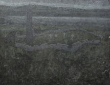 JONAS PLOSKY oil on board - Welsh landscape with cattle grazing, church yard & brick tower,