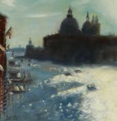 DAI DAVID believed acrylic on card - entitled on Albany Gallery label verso 'The Grand Canal', 18