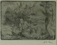 AUGUSTUS JOHN etching - entitled 'Mother & Child Seated', signed John, believed from an edition of