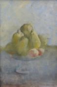 IVOR DAVIES oil on board - still life of pears & fruit on a tazza, signed, 46 x 31cms
