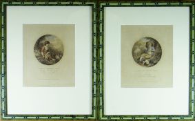 RICHARD WESTAL pair of circular stipple coloured engravings - entitled 'A Boy of Glamorgan