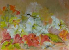 RAY HOWARD JONES gouache - flowers and leaves with insects, entitled verso 'Spoil from Richmond -