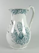 A SWANSEA POTTERY 'FERN' PATTERN TRANSFER JUG inscribed 'Benjamin Evans, Llanerch, Llanelly, Born