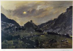 SIR KYFFIN WILLIAMS RA limited edition (17/75) coloured print - upland farmhouse & dry stone walls