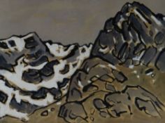 SIR KYFFIN WILLIAMS RA ink & gouache - Snowdonia in winter, entitled verso on Thackeray Gallery