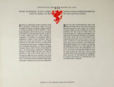 GREGYNOG PRESS a framed bilingual text - Annual World Wireless Message of the Youth of Wales poster,