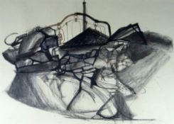 COLIN JONES (1928-1967) mixed media - entitled verso 'Abandoned Bedstead on the Valleys Road', 29.