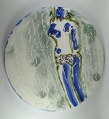 PHILIP SUTTON & FULHAM POTTERY CIRCULAR PLAQUE painted with a reclining nude, signed and dated