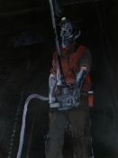 JACK CRABTREE mixed media - figure of a colliery worker underground with lamp, entitled verso '