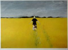 JOHN KNAPP FISHER limited edition (204/500) coloured print - entitled 'Girl in Rape Field', signed