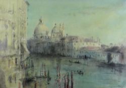 WILLIAM SELWYN mixed media - Grand Canal, Venice with St. Mark's Basilica, entitled verso 'From