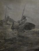 SIR FRANK BRANGWYN oil on canvas laid to board - maritime scene, entitled verso on old Graphic