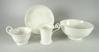 FOUR ITEMS OF NANTGARW UNDECORATED PORCELAIN all but three with Sir Leslie Joseph Collection labels