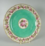 A DERBY PORCELAIN CAMDEN SERVICE PLATE PROBABLY BY WILLIAM BILLINGSLEY with continuous rose
