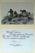 SIR KYFFIN WILLIAMS RA coloured print & greeting (framed as one) - the coloured print of a sheep dog