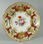 A NANTGARW PORCELAIN CRUCIFORM DISH FROM THE DUKE OF CAMBRIDGE SERVICE decorated with eight panels