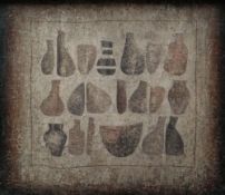 JONAS PLOSKY oil on board - illustration with rows of clay pots, entitled on Royal Academy Summer