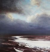 CERI AUCKLAND DAVIES egg tempura - South Wales coastal scene entitled on Albany Gallery label