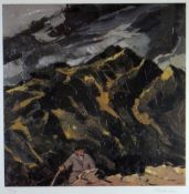 SIR KYFFIN WILLIAMS RA Curwen archive limited edition (243/250) colour print - farmer appearing over