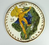 A CIRCULAR SWANSEA POTTERY PEALWARE GREEK MYTHOLOGY PLAQUE with Prometheus decorated in relief