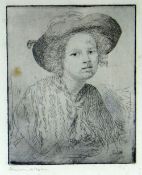 AUGUSTUS JOHN dry-point etching - entitled verso 'Anne With a Lace Shawl', signed fully in pencil,